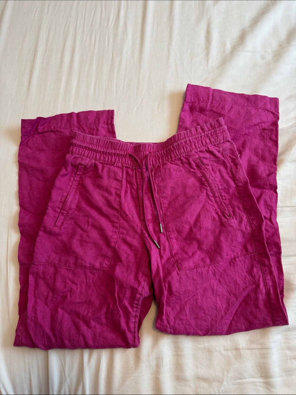 Athleta Magenta Wide-Leg Drawstring Pants